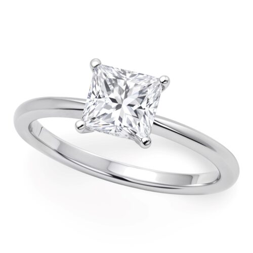 Size: 3.5 – 1 Carat Princess Lab Grown IGI G/VS1 Diamond Solitaire Ring in Sterling Silver