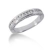 Size: 6.5 – 14k White Gold Vintage Style Engraved Diamond Channel Set Wedding Ring Band