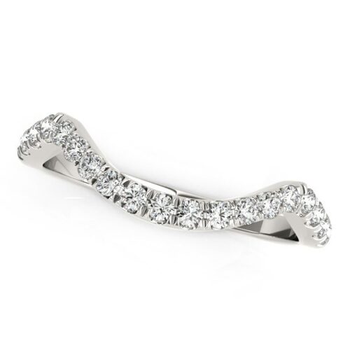 Size: 5.5 – 14k White Gold Modern Curved Style Pave Diamond Wedding Band (1/5 cttw)