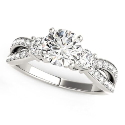 Size: 8 – 14k White Gold Split Shank Round Diamond Engagement Ring (1 5/8 cttw)