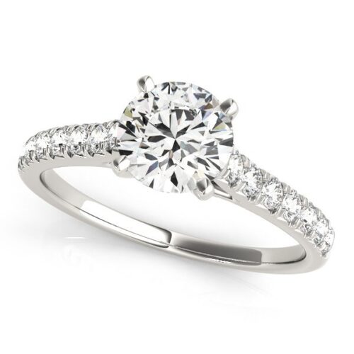 Size: 7.5 – 14k White Gold Single Row Band Diamond Engagement Ring (1 1/3 cttw)