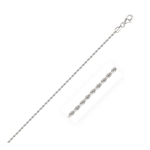 Size: 22” – 14k White Gold Solid Diamond Cut Rope Chain (1.80 mm)
