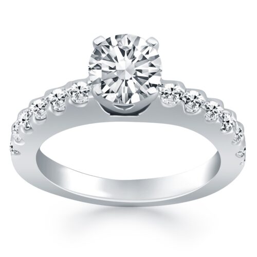 Size: 5 – 14k White Gold Diamond Micro Prong Cathedral Engagement Ring