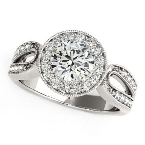 Size: 6.5 – 14k White Gold Teardrop Split Band Diamond Engagement Ring (1 1/3 cttw)