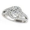 Size: 6.5 – 14k White Gold Split Shank Halo Bypass Diamond Engagement Ring (1 3/4 cttw)