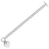 Size: 7.25” – Sterling Silver Rhodium Plated Rolo Style Heart Charmed Chain Bracelet(19.00 mm)