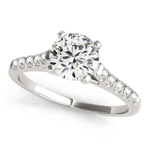 Size: 8 – 14k White Gold Cathedral Design Diamond Engagement Ring (1 1/8 cttw)