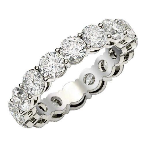 Size: 9 – Round Cut Lab Grown Diamond Eternity Ring in 14k White Gold (4 cttw FG/VS2)