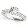 Size: 7 – 14k White Gold Round Cathedral Diamond Engagement Ring (1 1/2 cttw)