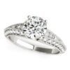 Size: 5 – 14k White Gold Pronged Round Antique Diamond Engagement Ring (1 1/2 cttw)