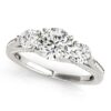 Size: 3 – 14k White Gold 3 Stone Style Round Diamond Engagement Ring (1 3/4 cttw)