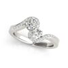 Size: 3.5 – 14k White Gold Curved Band Style Two Diamond Ring (5/8 cttw)