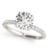 Size: 3.5 – 14k White Gold Diamond Engagement Ring with Scalloped Row Band (2 1/4 cttw)