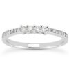 Size: 5 – 14k White Gold Wedding Band with Pave Set Diamonds and Prong Set Diamonds