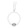 Size: 9.25” – Sterling Silver Adjustable Two Toned Enameled Evil Eye Friendship Bracelet