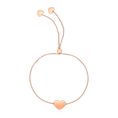 Size: 9.25” – 14k Rose Gold Adjustable Heart Bracelet (0.90 mm)