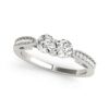 Size: 4.5 – Two Stone Diamond Ring With Milgrain Design In 14k White Gold (3/4 cttw)