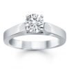 Size: 7 – 14k White Gold Wide Cathedral Solitaire Engagement Ring