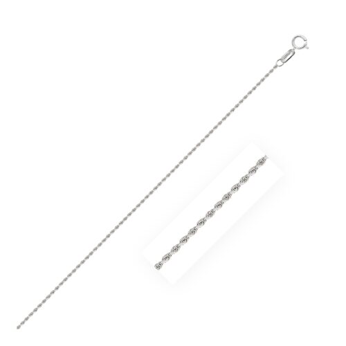 Size: 18” – 10k White Gold Solid Diamond Cut Rope Chain (1.40 mm)