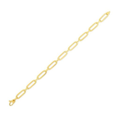 Size: 7.25 – 14k Yellow Gold 7 1/4 inch Bombay Paperclip Chain Bracelet