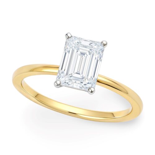 Size: 9 – 1 Carat Radiant Lab Grown IGI G/VS1 Diamond Solitaire Ring in 14K Yellow Gold