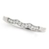 Size: 3 – 14k White Gold Wave Style Milgrained Diamond Wedding Ring (1/20 cttw)