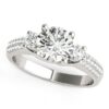 Size: 5.5 – 14k White Gold 3 Stone Pave Set Band Diamond Engagement Ring (1 7/8 cttw)