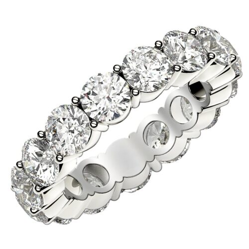 Size: 8 – Round Cut Lab Grown Diamond Eternity Ring in 14k White Gold (5 cttw FG/VS2)