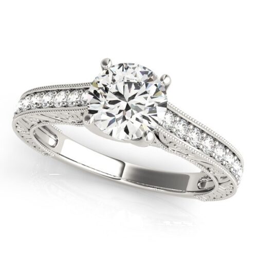 Size: 7.5 – 14k White Gold Trellis Antique Style Diamond Engagement Ring (1 1/4 cttw)