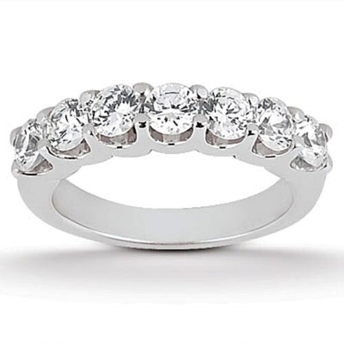 Size: 4 – 14k White Gold Diamond Scalloped Shared U Prong Setting Wedding Ring Band