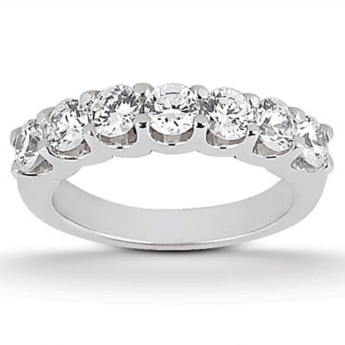 Size: 6 – 14k White Gold Diamond Scalloped Shared U Prong Setting Wedding Ring Band