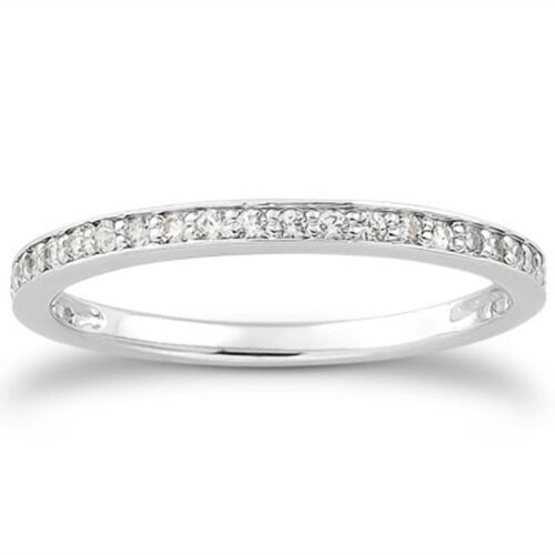 Size: 5.5 – 14k White Gold Micro-pave Diamond Wedding Ring Band Set 3/4 Around
