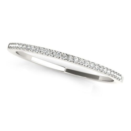 Size: 7 – 14k White Gold Slim Round Pave Set Wedding Band (1/10 cttw)