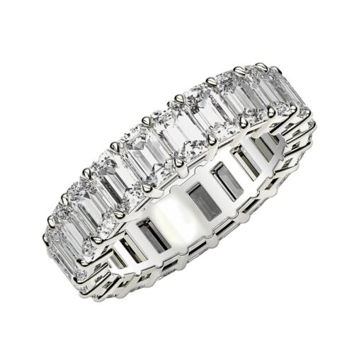 Size: 6.5 – Emerald Cut Lab Grown Diamond Eternity Ring in 14k White Gold (2 cttw FG/VS2)