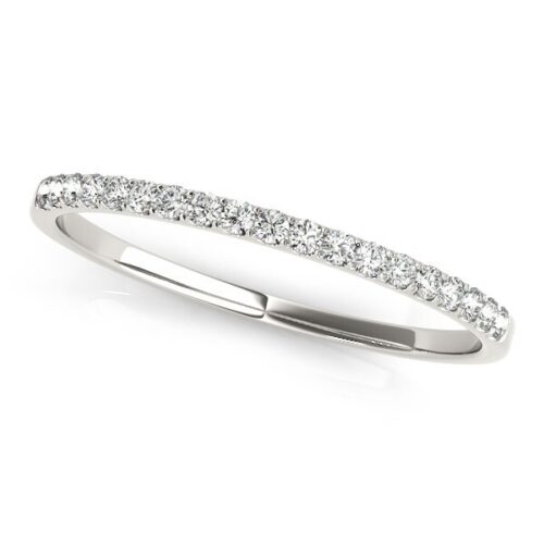 Size: 5 – 14k White Gold Pave Set Style Round Diamond Wedding Ring (1/8 cttw)