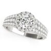 Size: 6 – 14k White Gold Graduated Pave Set Shank Diamond Engagement Ring (1 5/8 cttw)