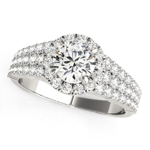 Size: 6 – 14k White Gold Graduated Pave Set Shank Diamond Engagement Ring (1 5/8 cttw)