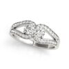 Size: 8.5 – Two Stone Split Shank Design Diamond Ring in 14k White Gold (3/4 cttw)