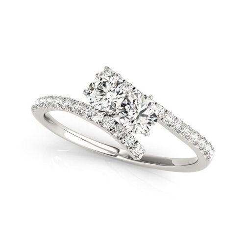Size: 7.5 – Two Stone Bypass Diamond Ring in 14k White Gold (3/4 cttw)