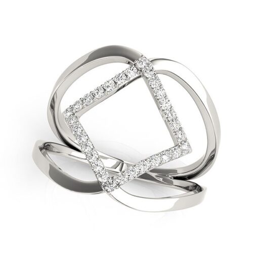 Size: 7 – 14k White Gold Interlaced Design Diamond Ring (1/5 cttw)