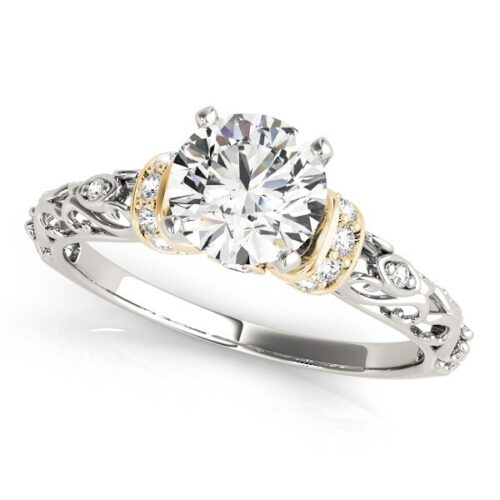 Size: 7 – 14k White And Yellow Gold Antique Style Diamond Engagement Ring (1 1/8 cttw)
