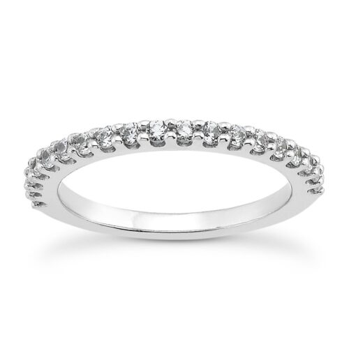 Size: 8 – 14k White Gold Shared Prong Diamond Wedding Ring Band with U Settings