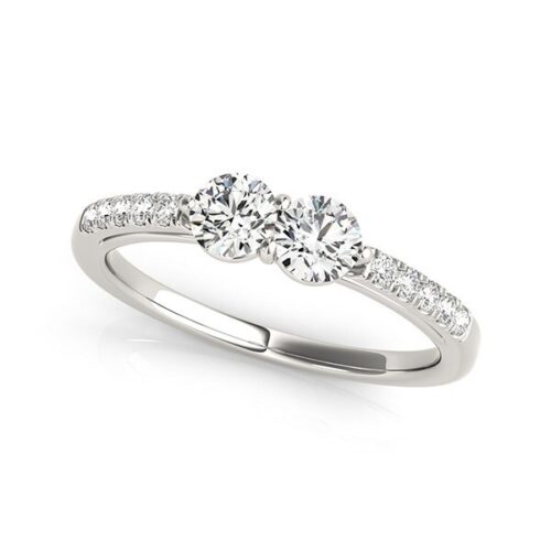 Size: 6 – 14k White Gold Two Stone Round Diamond Ring (5/8 cttw)