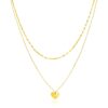 Size: 18” – 14k Yellow Gold 18 inch Two Strand Necklace with Heart Pendant