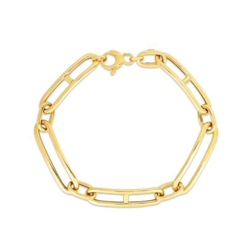 Size: 7.25 – 14k Yellow Gold 7 1/4 inch Elongated Alternating Mariner Link Bracelet