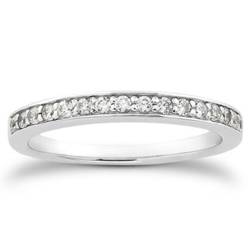 Size: 4.5 – 14k White Gold Pave Diamond Wedding Ring Band Set 1/2 Around