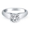 Size: 4.5 – 14k White Gold Tapered Cathedral Solitaire Engagement Ring
