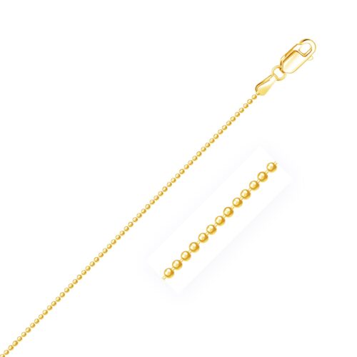 Size: 18” – 14k Yellow Gold Diamond-Cut Bead Chain (1.10 mm)