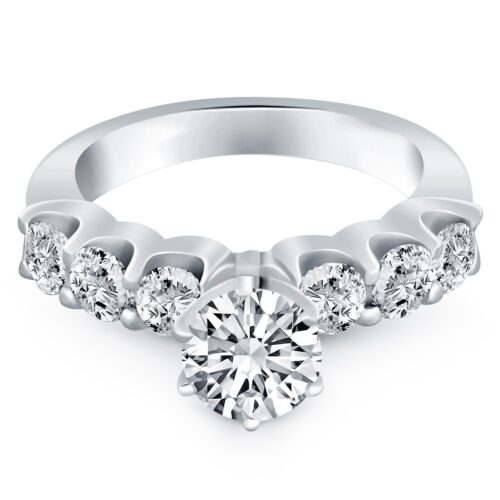 Size: 5 – 14k White Gold Shared Prong Diamond Engagement Ring