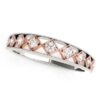 Size: 4 – 14k White Gold And Rose Gold Unique Diamond Wedding Band (1/10 cttw)